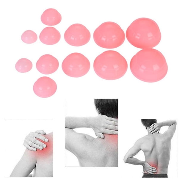Juego de ventosas de silicona de 12 piezas Juego de terapia de ventosas de acupuntura Juego de copas de masaje corporal Ventosas de masaje al vacío para aliviar el dolor Relajación muscular