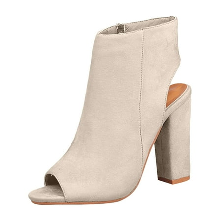 DVKOVI Cute Boots Short Cowboy Boots for Women Women s Sandals Fish Heel Thick Zipper Mouth Heel High Fashion Shoes Side Women s Sandals Ladies High Heel Boots Khaki 36