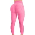 thumbnail image 2 of Women High Waisted Workout Yoga Pants Butt Lifting Scrunch Booty Leggings Tummy Control Anti Cellulite Textured Tights Pink M, 2 of 5