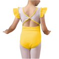 thumbnail image 3 of ZZwxWA Kids Girls Mesh Splice Dance Clothes Short Sleeve Gymnastics Leotard Unitard with Bottoms Ballet Outfits, 3 of 3