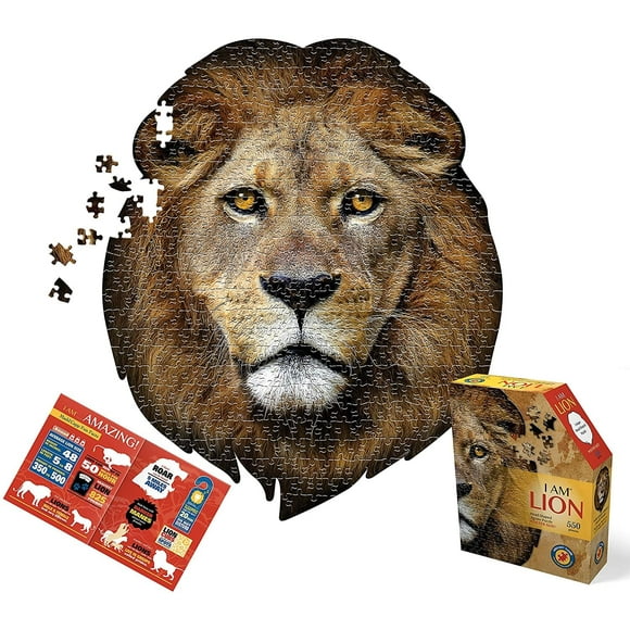 Je Suis un Lion 550 Pièce Animal Puzzle en Forme de Tête