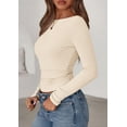 thumbnail image 3 of Remera PRETTYGARDEN Mujer Cuello Barco Manga Larga Beige Talle Grande, 3 of 5
