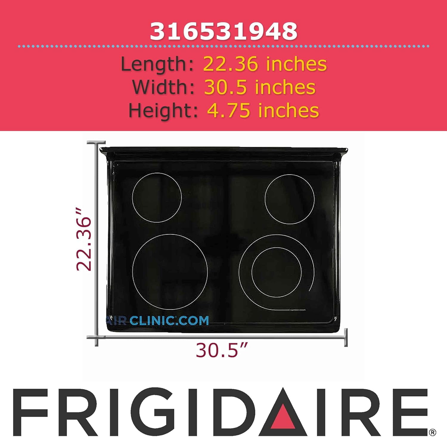Frigidaire 316531948 Glass Main Top