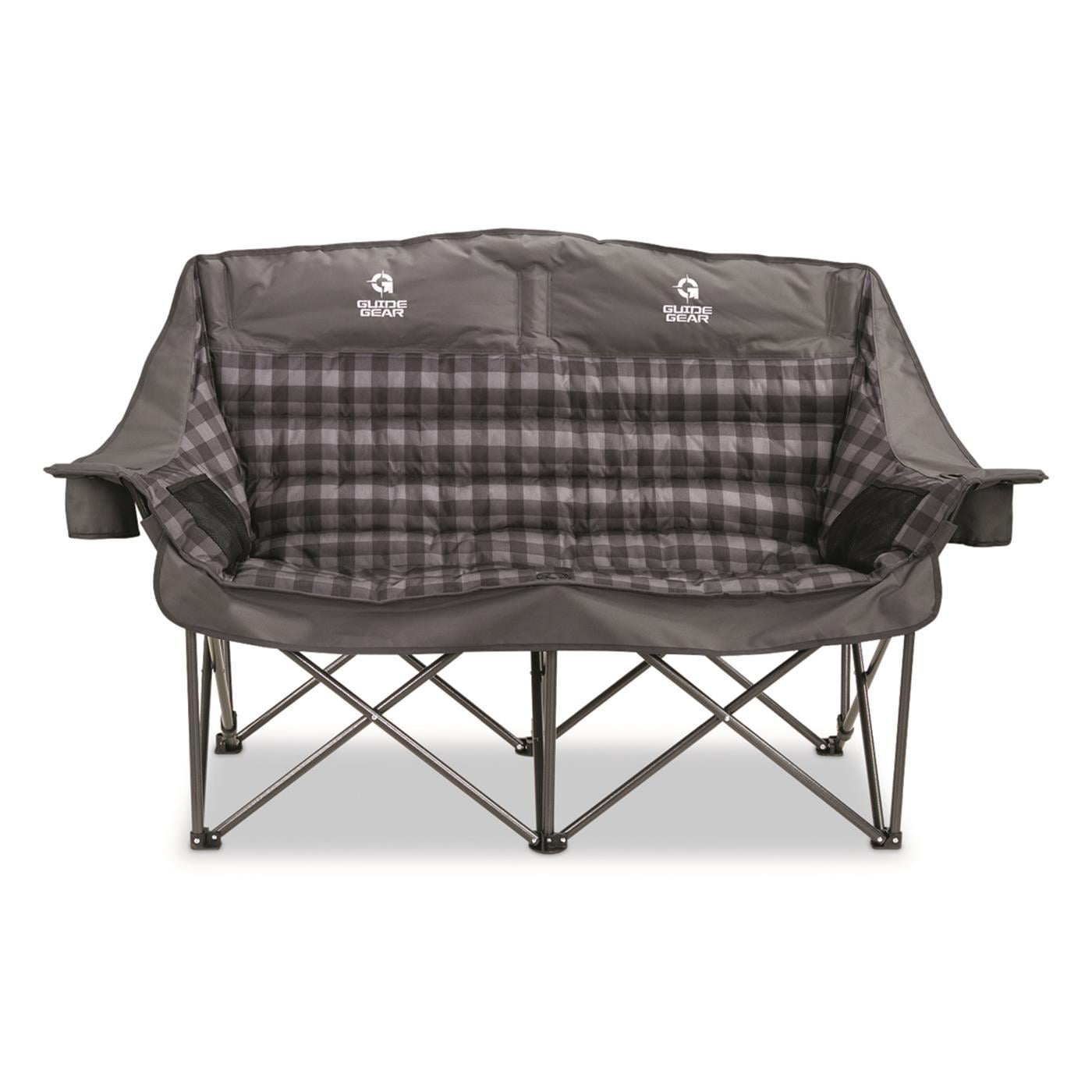 Guide Gear Oversized XL Comfort Padded Camping Sofa, 600-lb. Capacity Gray Plaid