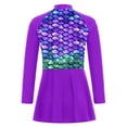 thumbnail image 6 of iiniim Kids Girls Swimsuit Rash Guard Swimwear Bathing Suit Long Sleeve Swimming Dress with Pants Set Purple 14, 6 of 7