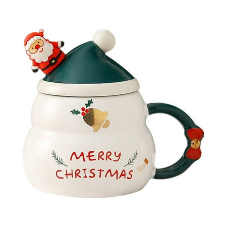 

Insulated Mug Ceramic Tall Mugs Mugs Glass Set 12oz Pretty Coffee Mugs under 10 Porcelain Footed Boxes Shots Cups Christmas Santa Snowman ChristmasTree Ceramic Cup With Lid Spoon Large Capacity