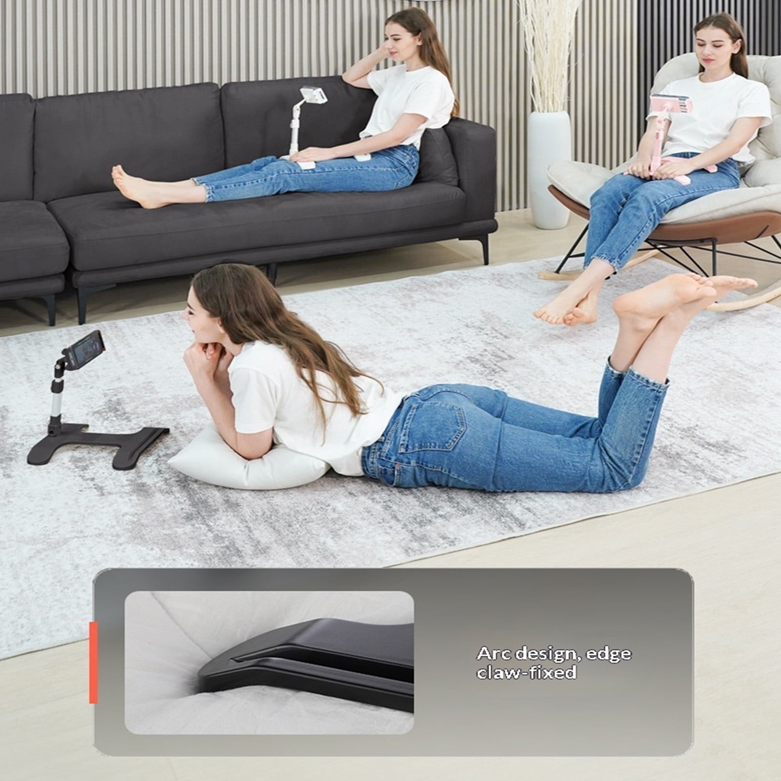Adjustable Sturdy Phone Stand Rack Holder for 4 to 12 Inch Tablets and Phones Including All Brands Bed Sofa Desk Support