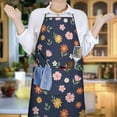 thumbnail image 6 of Pioneer Flower Floral Print Pattern Cotton Linen Apron with Pockets, Waterproof Adjustable, 33x27 Inch for Kitchen, Gardening, BBQ, Salon, 6 of 6