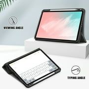 iPad Air 5th 4th Generation Case, iPad 10.9 Case 2022 2020, Allytech Ultra Slim Trifold Stand Protective Multi Angle Stand Pencil Holder Case Cover for Apple iPad Air 4 5, Black