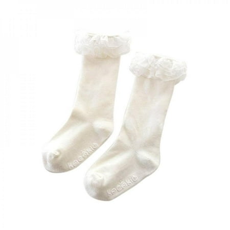 

Baby Toddler Ruffle Lace Knee Girls Uniform Long Stockings Infants Cotton Cute Princess Frilly High Dress Socks