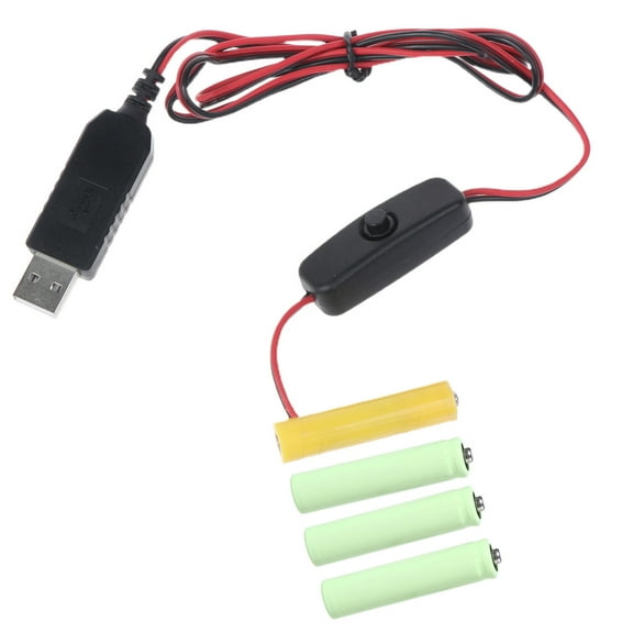 USB to 6V Power Supply Adapter Cable Replace 4xAAA Batteries for Remote Control Toy Lamp with