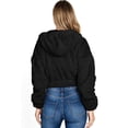thumbnail image 3 of Ambiance Women's Juniors Cozy Soft Faux Fur Crop Zipper Hoodie (S, Black), 3 of 3