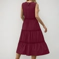 thumbnail image 6 of Delliss Women's Summer Sleeveless Plain Tank Dress Crew Neck Tiered Pleated Long Dress Beach Simple Trendy Sundress, 6 of 7