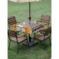 thumbnail image 3 of Outdoor Tablecloth with Umbrella Hole and Zipper, Orange Pumpkins Fall Square Table Cloth 60x60 Inch Waterproof Tablecloth, Thanksgiving Botanical Black Plaid Picnic Table Cover for Patio Camping, 3 of 7