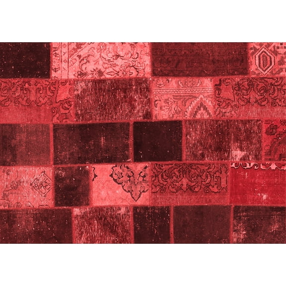 Ahgly Company Indoor Rectangle Patchwork Red Transitional Area Rugs, 3' x 5'