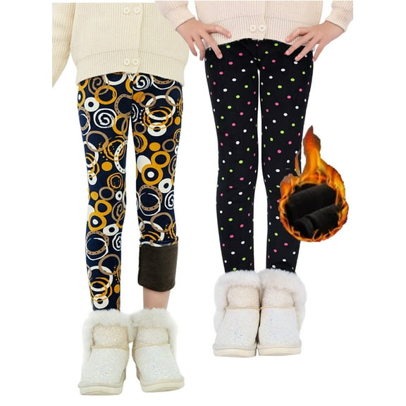 BULLPIANO 2 Pack Toddler Girls Leggings Footless Thick Winter Tights Stretchy Trousers Baby Legging Pants 3-11 Years