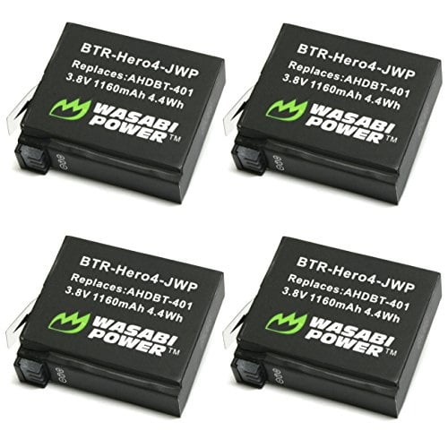 Wasabi Power Battery For Gopro Hero4 And Gopro Ahdbt 401 4 Pack Walmart Com Walmart Com