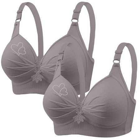 POIUYTR 2 Pack Push Up Bra for Women Plus Size Uplift Sculpting T-Shirt Bra Full Coverage Bra No Wirefree Bras Padded Plunge