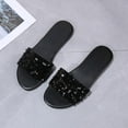 thumbnail image 4 of Mepaouo Women's Rhinestone Flat Sandals Round Open Toe Sequin Band Slide Summer Dressy Shoe Size 8, 4 of 5