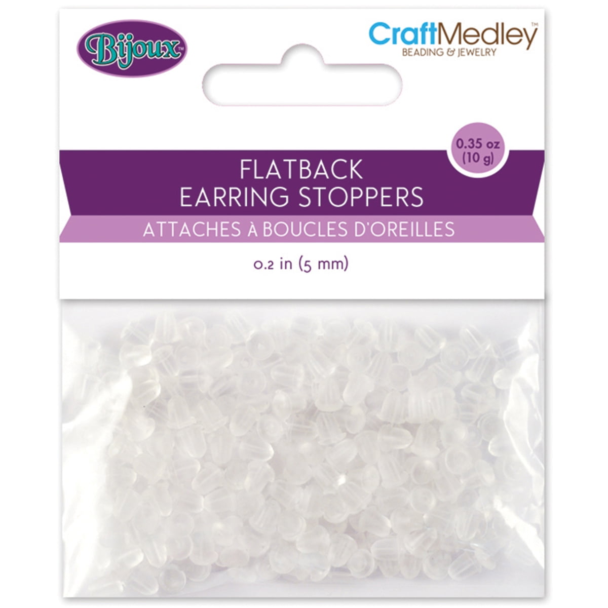 Rubber Flatback Earring Stoppers 5mm 200/Pkg-Clear