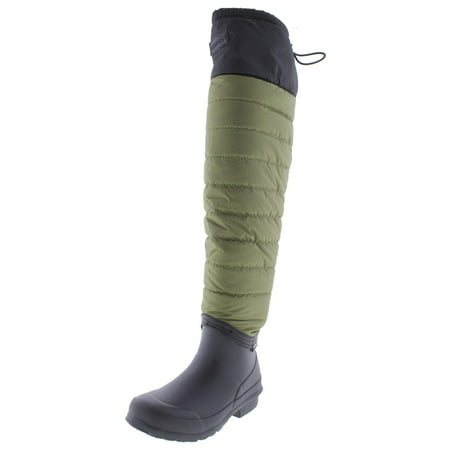 Tretorn Women's Harriet Nylon/Rubber Black / Olive Knee-High Rubber Rain Boot - 5M