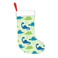 thumbnail image 2 of Balery Cute Dinosaur Blue Green Pattern Christmas Stockings with Initials, 18" Large Knit Christmas Stocking,Xmas Stocking for Kids, Holiday and Family Stocking, 2 of 7