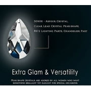 Asfour Hanging Crystals 3in (76x44mm) Pear Shape Full Cut Chandelier parts #872 - 5 Count