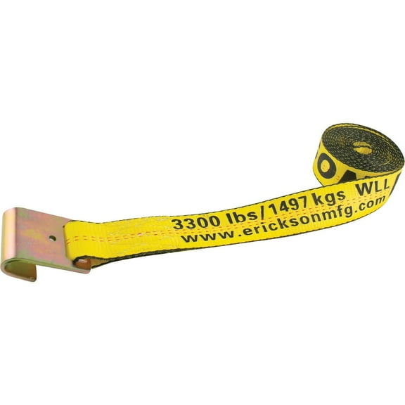 Erickson Polyester Webbing Winch Strap 58600 - Flat Hooks, Ratchet - 2" x 30'