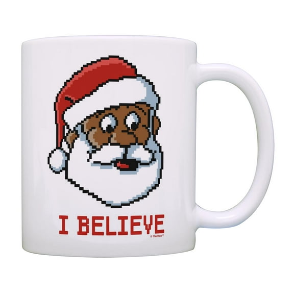 ThisWear Digital Pixel Art Black Santa I Believe Ceramic 11oz Coffee Mug
