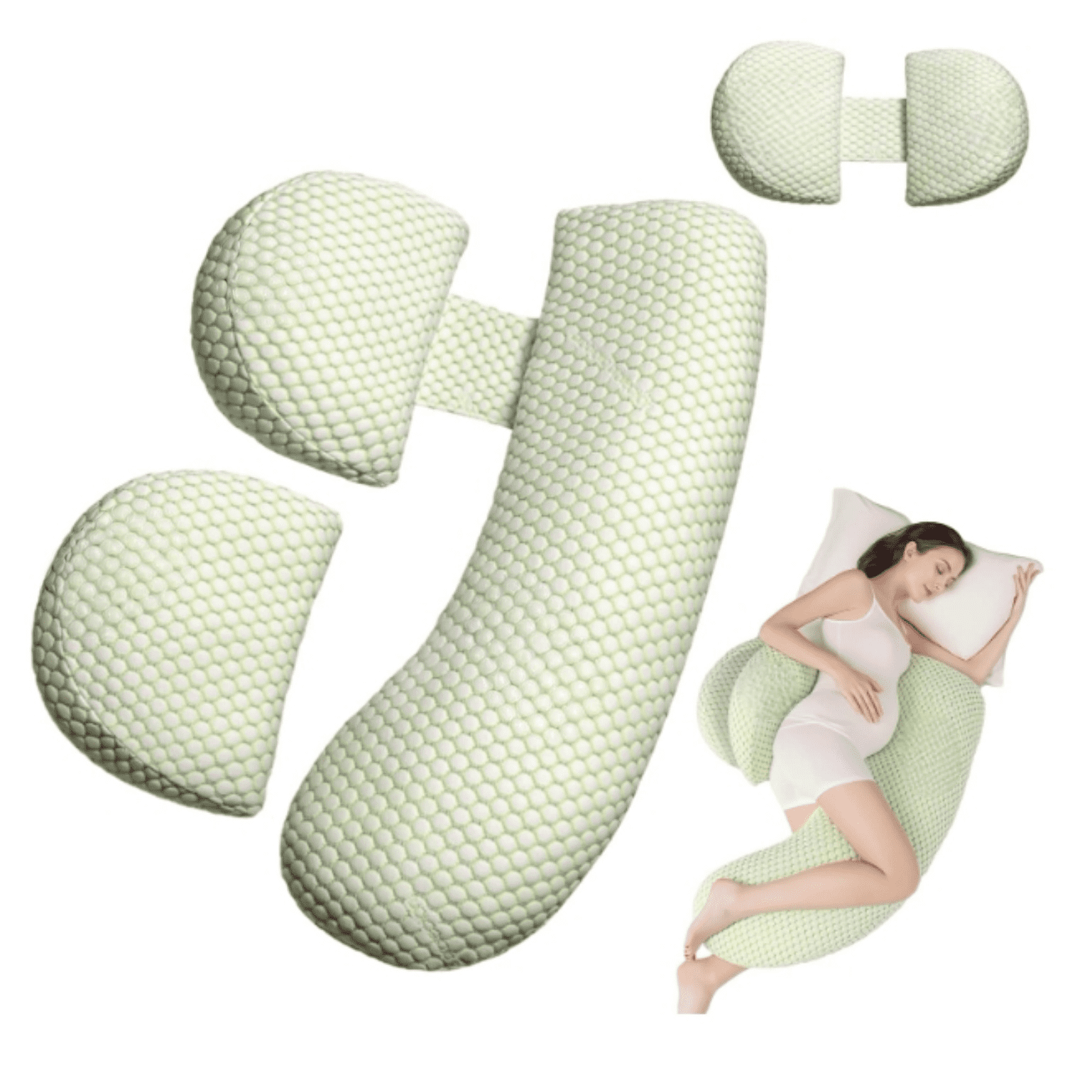 Pregnancy Pillow for Women - Full Body Maternity Pillow for Back & Hip Support, Removable Soft Cover for Side Sleeper Comfort