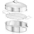 thumbnail image 2 of Nutrichef Oval Roasting Pan, Roaster with Polished Rack, Wide Handle and Stainless Steel Lid, 2 of 7