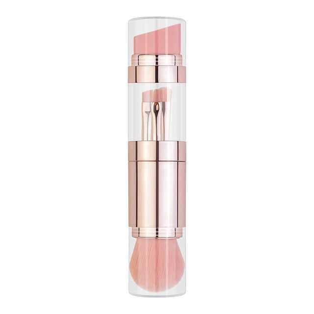 Juego de brochas de maquillaje retráctiles 5 en 1, brocha para base, brocha para cejas, brocha para labios, brocha para sombra de ojos, pintura suelta, brocha de maquillaje multifuncional para viajes