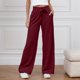 thumbnail image 1 of WILLBEST Pantalones Casuales de Mujer, de Cintura Alta, Holgados, de Pierna Recta, para Uso Diario, Cómodos para Entrenar En Verano y Otoño, con Cinturilla Elástica y Detalle de Lazo. Mediana, 1 of 6
