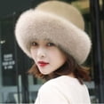 thumbnail image 1 of Kvinnor vinter varm hatt mjuk fluffig faux päls trimmade mössor - spot sales Kaki, 1 of 5