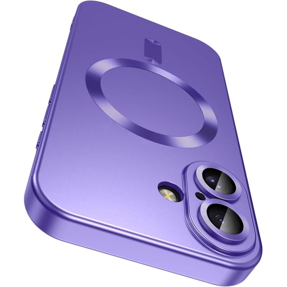 MYKOMI Magnetic for iPhone 16 Plus Case [Compatible with MagSafe][Built-in Camera Lens Protector] Slim Soft Silicone Bumper Shockproof Metallic Luster Phone Case