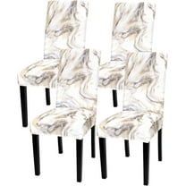 Chair Covers for Dining Room Set of 4, Spandex Stretch Dining Room Chair Cover, Removable Washable Kitchen Parsons Chair Covers Seat Slipcovers, Grey Gold Marble