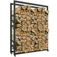 thumbnail image 1 of Outsunny Support de Bois de Chauffage 3.7 Pieds Extérieur avec Roues, Rangement en Acier et Bois, 1 of 10