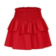 thumbnail image 3 of Efsteb Summer Skirts for Women High Waist Pleated Half Length Skirt Solid Color Casual Fashion Comfy Skirts (Red,S), 3 of 5