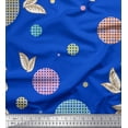 thumbnail image 1 of Soimoi Blue Georgette Viscose Fabric Check,Leaves & Dots Printed Fabric 1 Yard 42 Inch Wide, 1 of 1