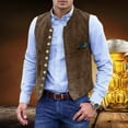 thumbnail image 2 of Kureaily Men's Leather Stand Collar Vest Casual Suede Suit Vest Waistcoat for Men, 2 of 6