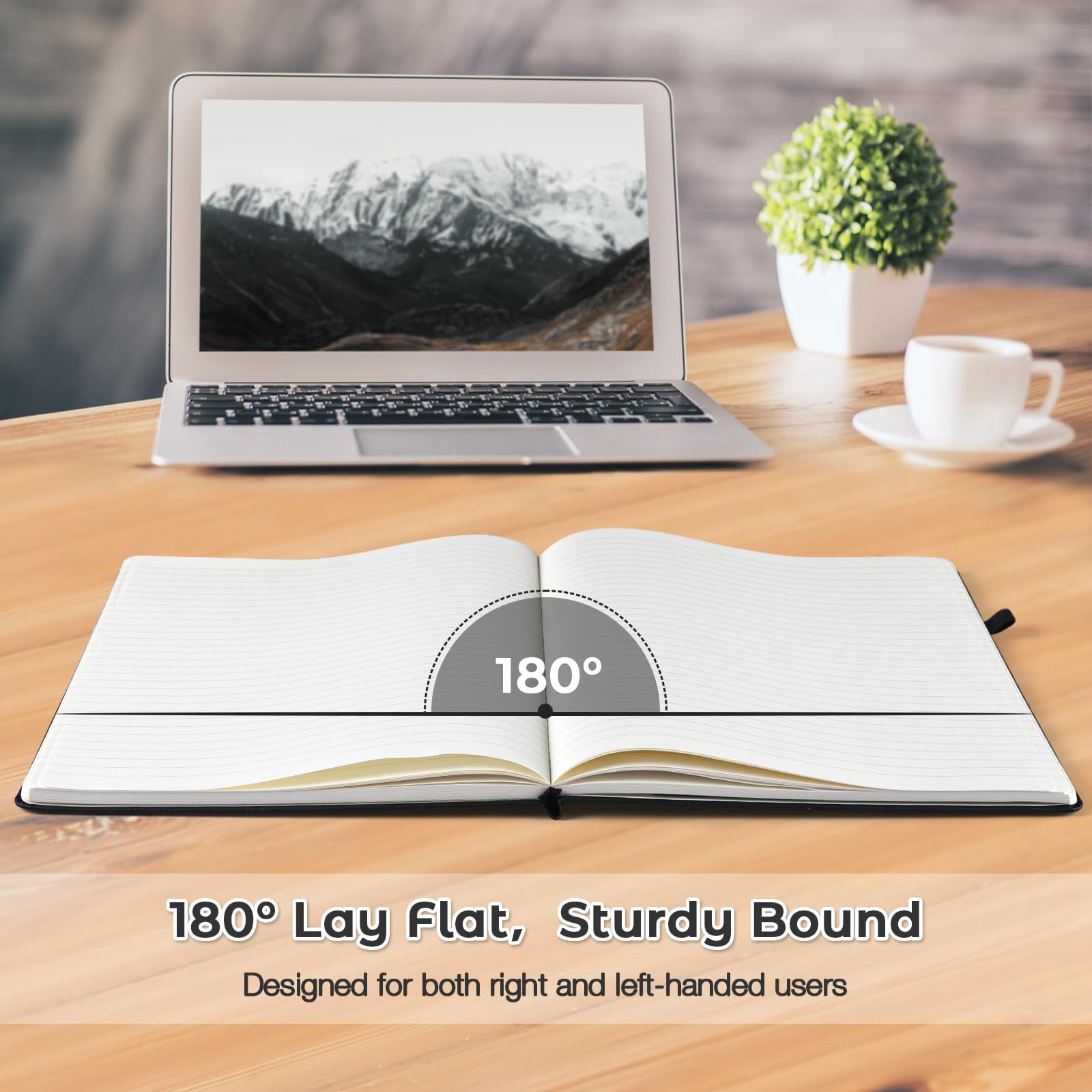 OMEYA Blank Notebook 5.7 x 8.5in, Unlined Notebook 5 Pack, A5 Blank Journal for Men & Women, 100GSM, 192 Blank Papers, Hardcover Plain Notebook for Sketching with 2 Pockets, Labels