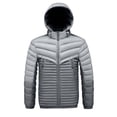 thumbnail image 5 of qucoqpe Men's Thermal Long Sleeve Puffer Parkas Down Jacket,Colorblock Patchwork,Fleece Lined,with Detachable Hooded & Zipper Pockets, 5 of 5