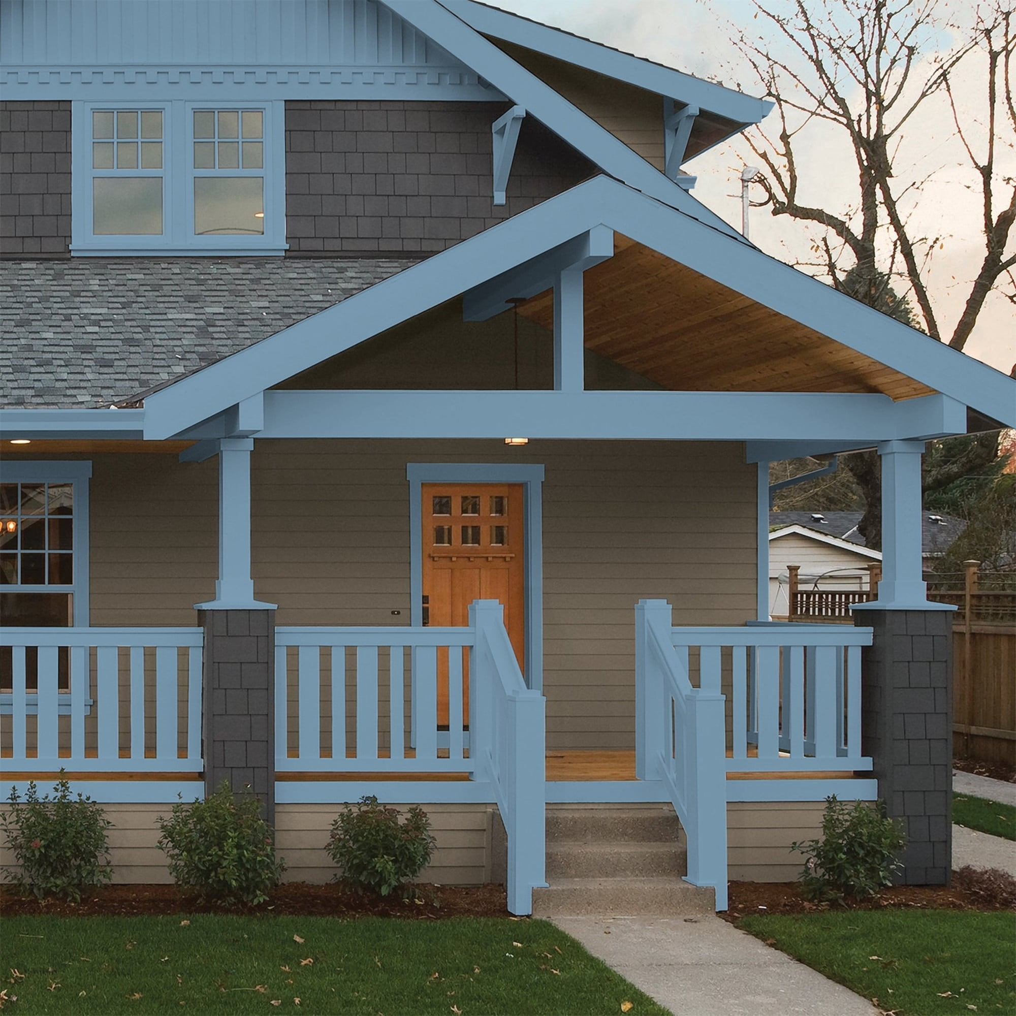 Glidden One Coat American Anthem / Blue Semi-Gloss Exterior Paint with Primer, 1 Gallon