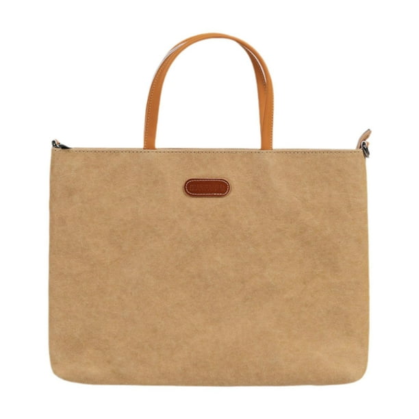 Bolsa para portátil hecha de papel kraft, bolsa para portátil para pantalla de 14 pulgadas, cargador, ratón, mujer
