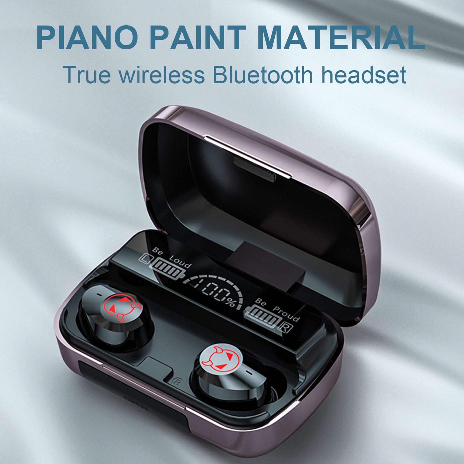 Bluetooth Headphones True Wireless Earbuds 60H Playback LED Power Display Earphones with Wireless Charging Case IPX5 Waterproof in-Ear Earbuds with Mic for Smart Phone Laptop TV Computer Sports,Black