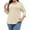 Beige, variant on Jalioing Plus Size V Neck Casual Shirts for Women 3/4 Length Sleeve Basic Plain T Shirt Oversized Summer Tops