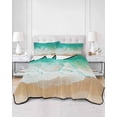 thumbnail image 3 of Teal Coastal Queen Size Down Alternative Comforter, Lightweight Comforter Quilt Bedding Set with Pillow Shams Summer Beach Seaside Ocean Nautical All Seasons Bed Comforter Duvet Insert 90"x96", 3 of 7