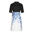 thumbnail image 5 of Kojanyu Women's Printed High Neck Short Sleeve Midi Dress – Cuff Buttons with Detachable Waist Belt, 5 of 6