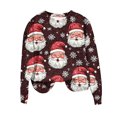 thumbnail image 4 of Women’s Merry Christmas Crewneck Sweatshirt Funny Xmas Tree Graphic Long Sleeve Pullover Holiday Party Top Festive Dressy Casual Blouse,Wine,L, 4 of 8
