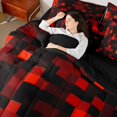 thumbnail image 4 of Homewish Geometric Plaid Bedding Comforter Set 7pcs for Adults Boys Girls,Building Blocks Queen Bedding Sets Super Cozy,Abstract Grid Checkered Queen Sheet Sets,Super Cozy Room Decor,Reversible, 4 of 8